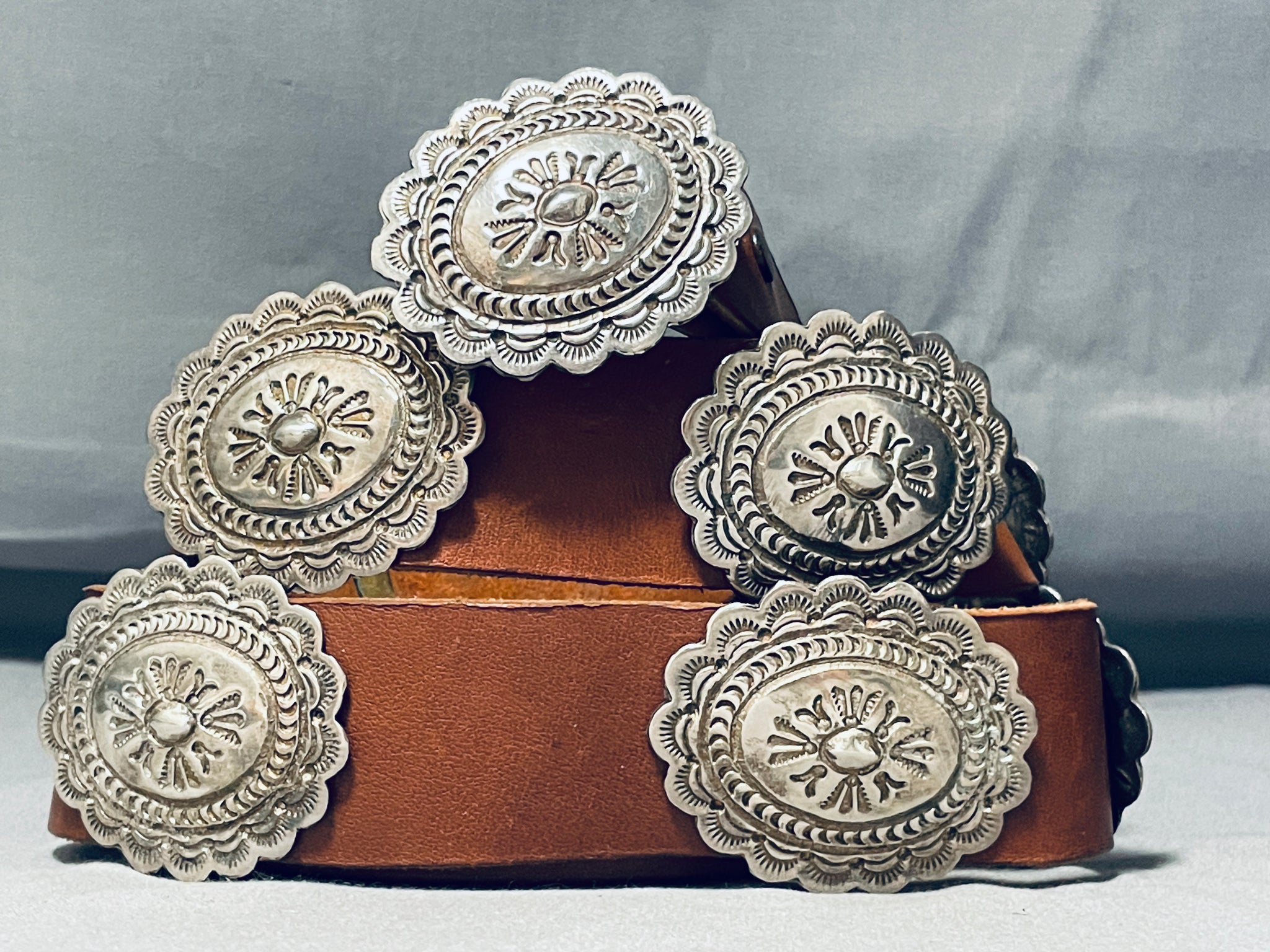 Concho Patterns Variation 300 Gram Vintage Native American Navajo Sterling Silver Concho Belt ...