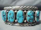 Amazing Vintage Native American Navajo Kingman Turquoise Sterling Silver Bracelet Old-Nativo Arts