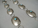 Amazing Vintage Native American Navajo Hand Hammered Sterling Silver Turquoise Concho Belt-Nativo Arts