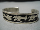 Quality Aaron John Vintage Native American Navajo Hummingbird Sterling Silver Bracelet-Nativo Arts