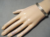 Marvelous Vintage Native American Navajo Sterling Silver And 14k Gold Bracelet Old-Nativo Arts
