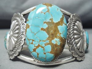 Gigantic San Felipe Native American 8 Turquoise Sterling Silver Bracelet-Nativo Arts