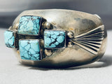 Rare Turquoise Mine Vintage Native American Navajo Sterling Silver Bracelet Cuff-Nativo Arts