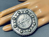 Extraordinary San Felipe Vintage Coin Sterling Silver Ring Signed-Nativo Arts