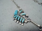 Attractive Vintage Native American Zuni Sleeping Beauty Turquoise Sterling Silver Necklace Old-Nativo Arts