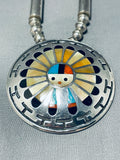 Native American One Of The Best Ever Vintage Zuni Turquoise Inlay Sterling Silver Necklace-Nativo Arts