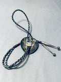 Tremendous Vintage Native American Navajo Spiderweb Turquoise Sterling Silver Bolo-Nativo Arts
