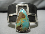 Tremendous Native American Navajo Teardrop Royston Turquoise Sterling Silver Bracelet Cuff-Nativo Arts