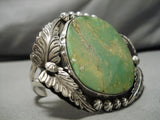 Tremendous Vintage Native American Navajo Green Turquoise Sterling Silver Bracelet-Nativo Arts