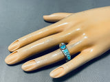 Detailed Native American Navajo Turquoise Sterling Silver Sunface Ring-Nativo Arts
