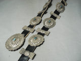 Rare Turquoise Vintage Native American Navajo Hand Tooled Sterling Silver Concho Belt-Nativo Arts