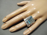 Important Native American Zuni Bluejay Turquoise Sterling Silver Coral Ring-Nativo Arts