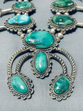 Rare Vintage Native American Navajo Cerrillos Turquoise Sterling Silver Squash Blossom Necklace-Nativo Arts