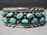 Tremendous Vintage Native American Navajo Turquoise Sterling Silver Bracelet Old-Nativo Arts