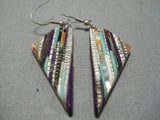 One Of The Best Vintage Santo Domingo Native American Turquoise Inlay Earrings-Nativo Arts