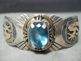 Leo James Vintage Native American Navajo Gold Kokopelli Sterling Silver Bracelet-Nativo Arts
