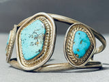 Rare Turquoise Vintage Native American Navajo Easter Blue Sterling Silver Bracelet-Nativo Arts