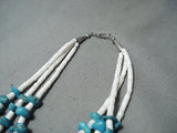 Dynamic Vintage Native American Navajo Turquoise Sterling Silver Necklace Old-Nativo Arts