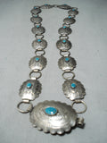 Amazing Vintage Native American Navajo Blue Gem Turquoise Sterling Silver Concho Belt Old-Nativo Arts