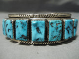 Important Native American Navajo Guild Vintage Native American Navajo Turquoise Sterling Silver Bracelet Old-Nativo Arts