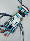 Very Important Shalako Vintage Native American Zuni Turquoise Sterling Silver Bolo Tie-Nativo Arts