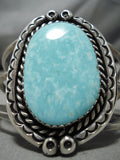 Superior Vintage Native American Navajo Carico Lake Turquoise Sterling Silver Bracelet Old-Nativo Arts