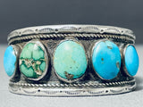 Museum Vintage Native American Navajo Green And Blue Turquoise Sterling Silver Bracelet-Nativo Arts