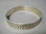 Exceptional Vintage Native American Navajo Hand Tooled Sterling Silver Bangle Bracelet-Nativo Arts