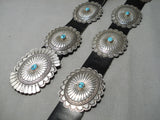 Important Vintage Native American Navajo Turquoise Sterling Silver Blackgoat Concho Belt-Nativo Arts