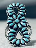 One Of The Finest Vintage Native American Zuni Turquoise Sterling Silver Ring Old-Nativo Arts