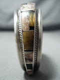 Impressive Zuni Native American Inlay Tiger Eye Jet Sterling Silver Bracelet-Nativo Arts