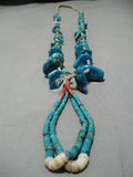 Early 1900's Vintage Native American Navajo Turquoise Nugget Heishi Jacla Necklace-Nativo Arts
