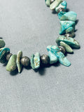 Native American Rare Vintage Hand Hammered Sterling Silver Bead Royston Turquoise Necklace-Nativo Arts