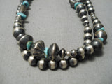 Amazing Wrap Around Native American Navajo Turquoise Sterling Silver Hanamde Bead Necklace-Nativo Arts