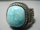 So Heavy Thick Men's Native American Navajo Carico Lake Turquoise Sterling Silver Ring-Nativo Arts