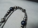 Spectacular Navajo Lapis Sterling Silver Necklace Native American-Nativo Arts