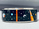 Navajo Nightsky Memory Turquoise Inlay Sterling Silver Bracelet Cuff-Nativo Arts