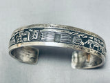 Tommy Joe Vintage Signed Native American Navajo Sterling Silver Storyteller Bracelet-Nativo Arts