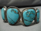 Incredible Blue Diamond Turquoise Vintage Native American Navajo Sterling Silver Bracelet-Nativo Arts