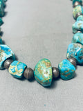 223 Grams Vintage Native American Navajo Turquoise Sterling Silver Bead Necklace Old-Nativo Arts