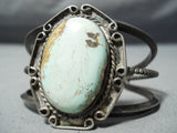 Rare Light Green Vintage Native American Navajo Royston Turquoise Sterling Silver Bracelet Old-Nativo Arts