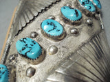 Magnificent Vintage Native American Navajo Sleeping Beauty Turquoise Sterling Silver Bowguard-Nativo Arts