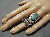 Incredible Detailed Native American Navajo Royston Turquoise Sterling Silver Kachina Ring-Nativo Arts