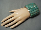 Heavy Thick!! Native American Royston Turquoise Inlay Sterling Silver Bracelet-Nativo Arts