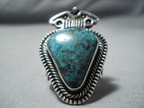 Best Terr Martinez Vintage Native American Navajo Old Kingman Turquoise Sterling Silver Ring-Nativo Arts