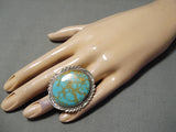 Fantastic Vintage Native American Navajo Spiderweb Turquoise Sterling Silver Ring Old-Nativo Arts