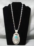 Thick And Very Heavy!! Native American Navajo Turquoise Sterling Silver Leaf Necklace-Nativo Arts