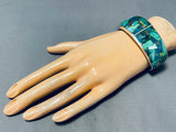 Native American Rare Aqua Turquoise Southwestern Thick Sterling Silver Bracelet Cuff-Nativo Arts