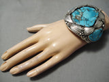 Native American Best Vintage Francisco Gomez Turquoise Sterling Silver Leaf Bracelet-Nativo Arts
