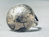 Marvelous Vintage Native American Navajo Sterling Silver Mercury Dime Ring-Nativo Arts